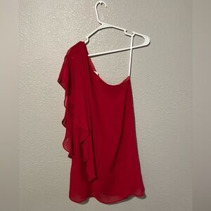 One Shoulder Red Mini Dress